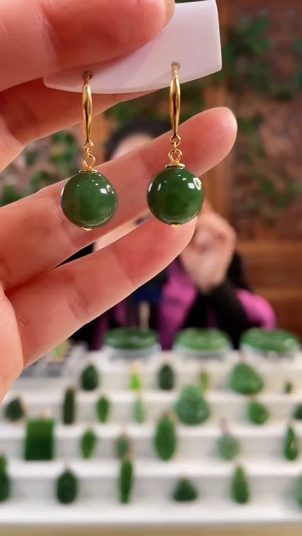 【闪购商品】和田玉耳钩银S925镶嵌大气贯穿