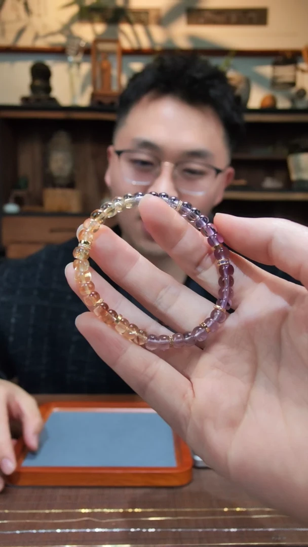 手串银S925镶嵌水晶S925银紫水晶双拼手串TS多样性发一