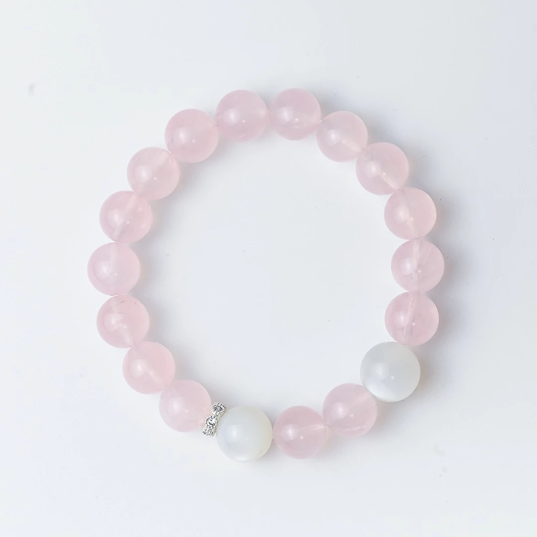 【蓝夜粉梦】WuHerra天然粉水白月光水晶手串原创设计女士手串