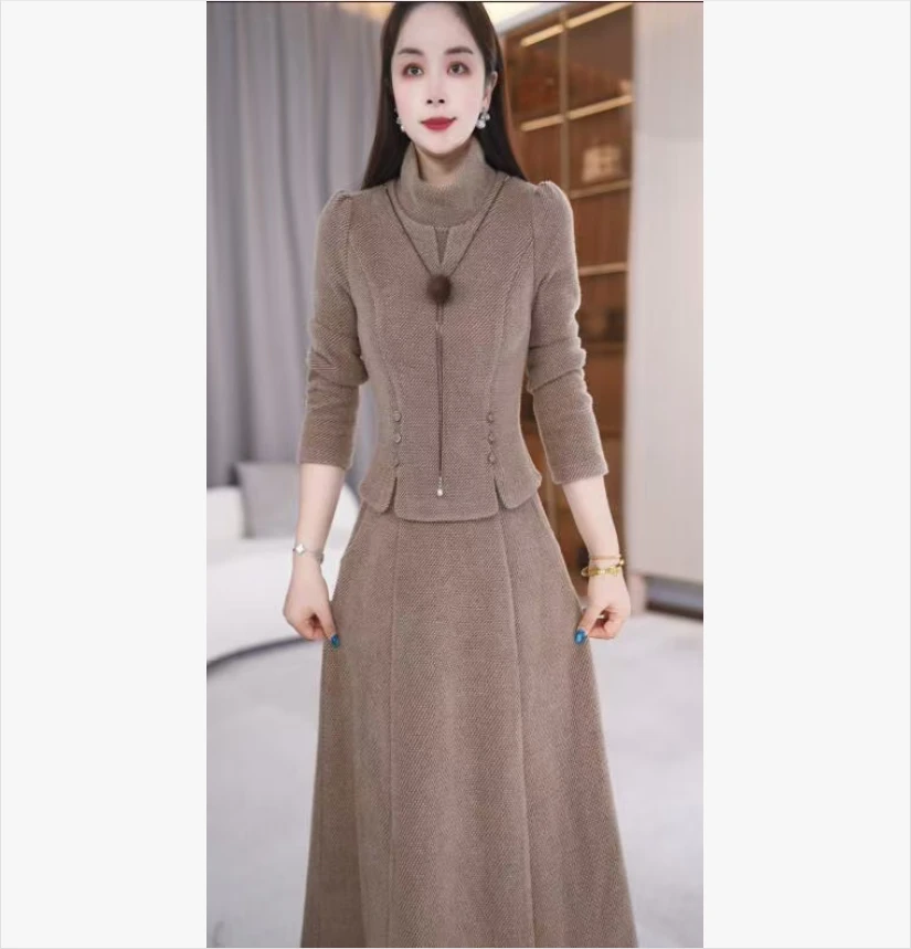【两件套】秋冬款优雅气质洋气显白减龄显瘦两件套套装M-4XL