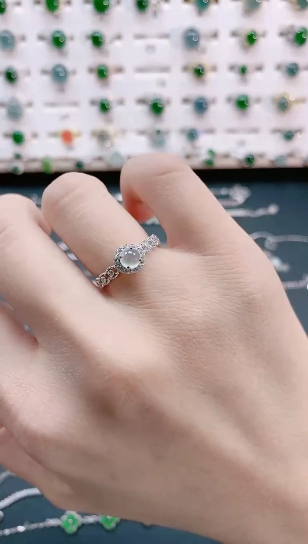 【闪购商品】翡翠戒指银S925镶嵌天然翡翠