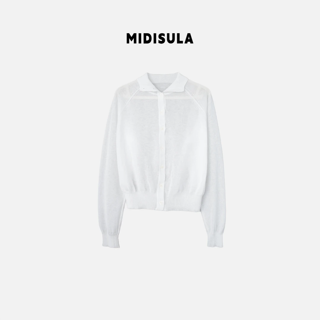 阿玉家&韩国春款小翻领min字母高领肩线polo领一排扣开衫#0951