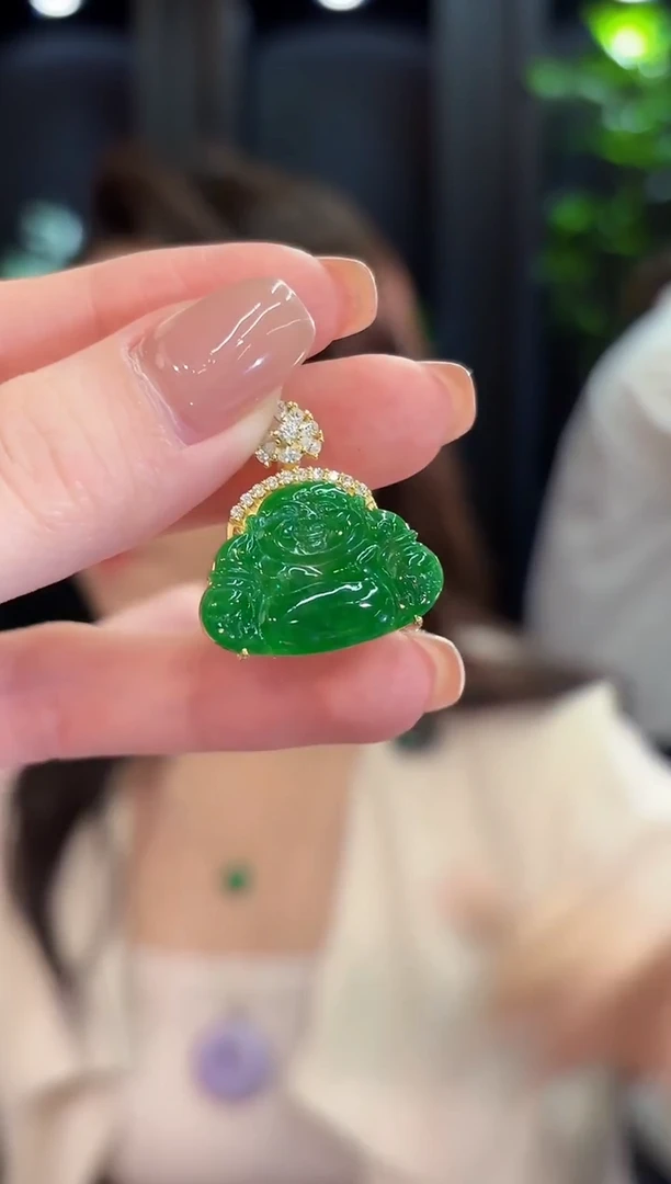 吊坠(不含链)18K金镶嵌翡翠 缅甸A货/支持复检/一件