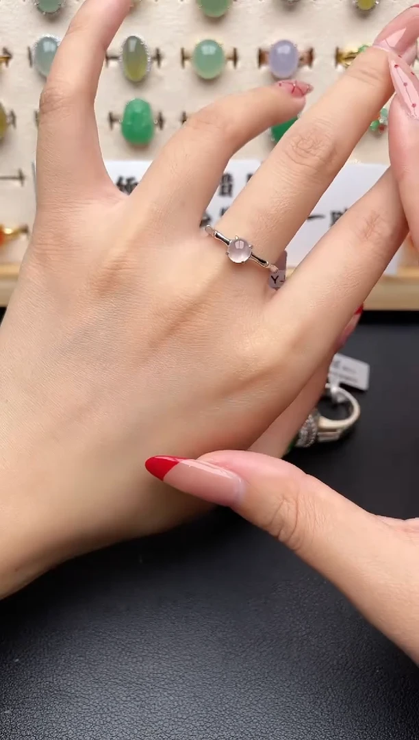 【闪购商品】翡翠戒指银S925镶嵌一物一证一礼盒