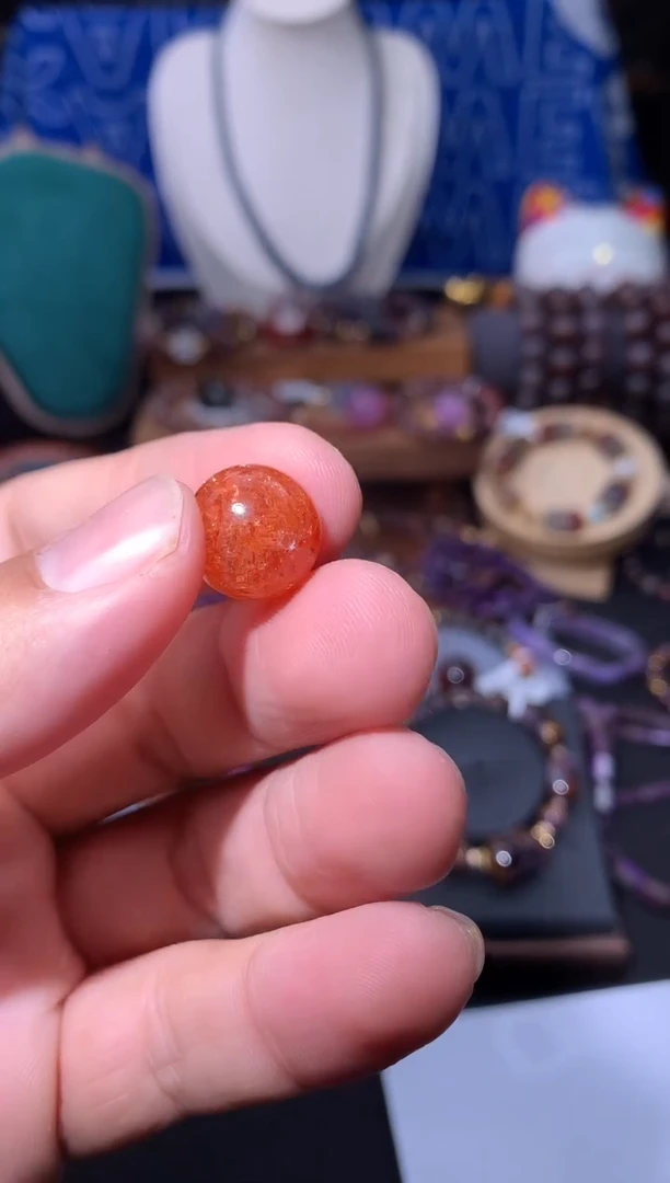 未镶嵌圆珠长石好****随金太阳圆珠单颗