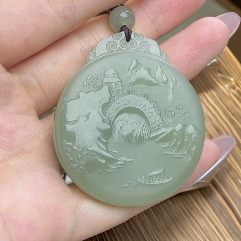 和田玉高货山水牌双面山水