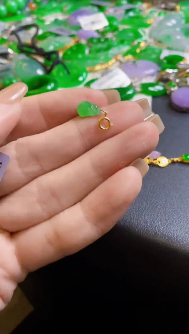【闪购商品】定制翡翠18K金镶嵌滴流