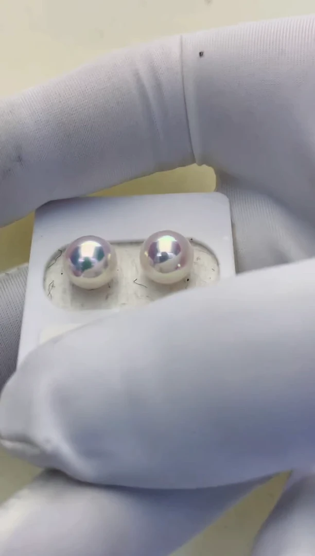 18K金镶嵌海水珍珠商品7-7.5素钉定制