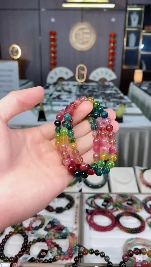 未镶嵌收藏级老矿碧玺三圈手串7mm+碧玺xion多样性发一条