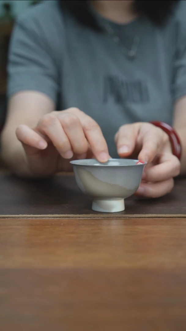 杯景德镇柴烧高足杯