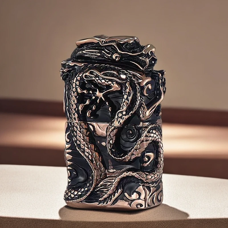 ZORRO【盔甲龙王玫瑰金间黑】煤油打火机高品质防风打火机