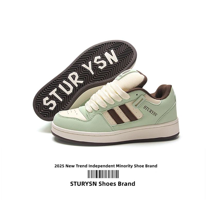 2025春季新款浅绿色厚底面包鞋女学生运动休闲板鞋子男百搭小白鞋