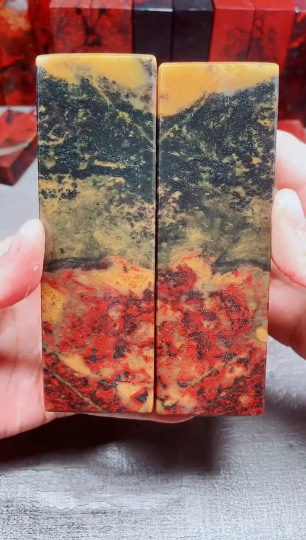 玉桂林鸡血玉素章4*4刘关张对章2