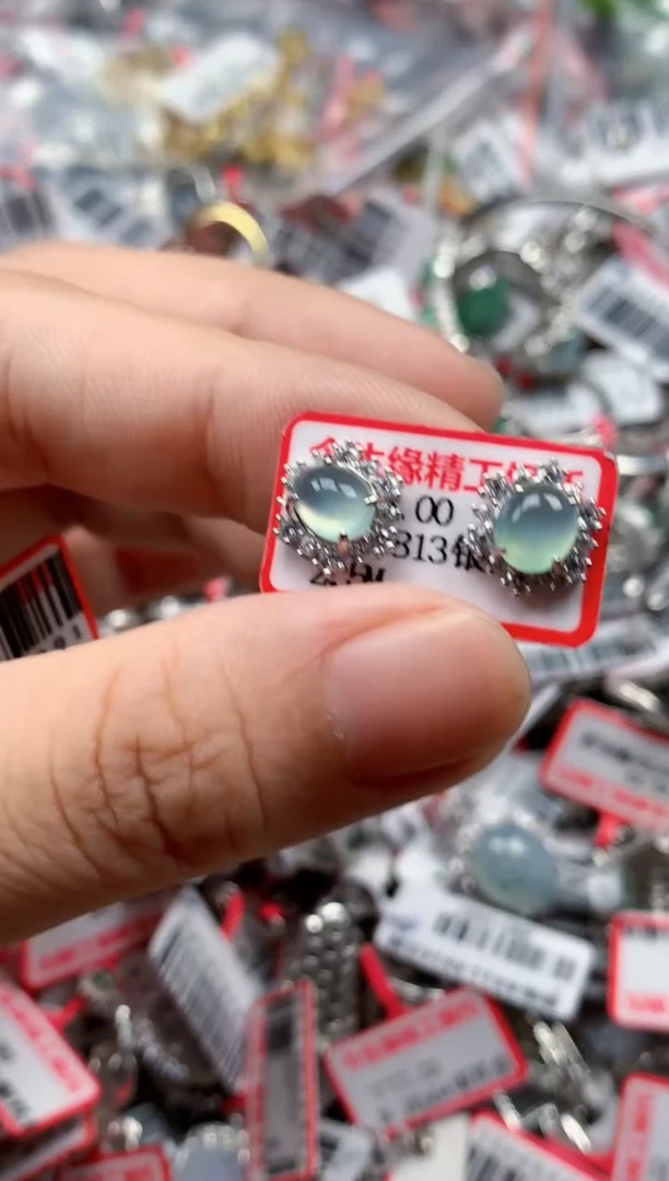 银S925镶嵌戒指翡翠天然A货缅甸翡翠
