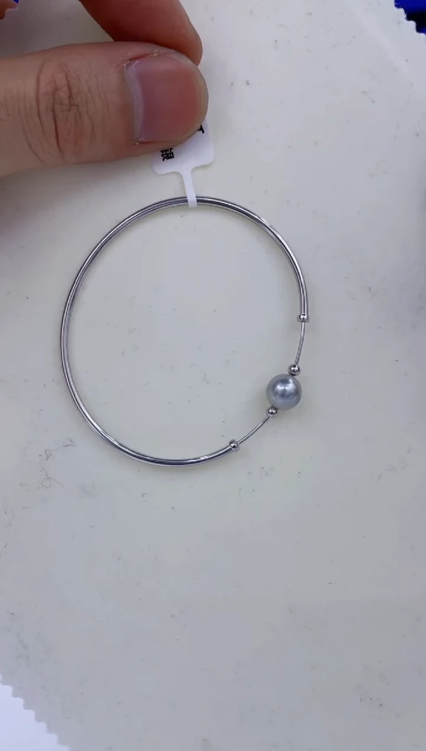 银S925镶嵌手镯海水珍珠