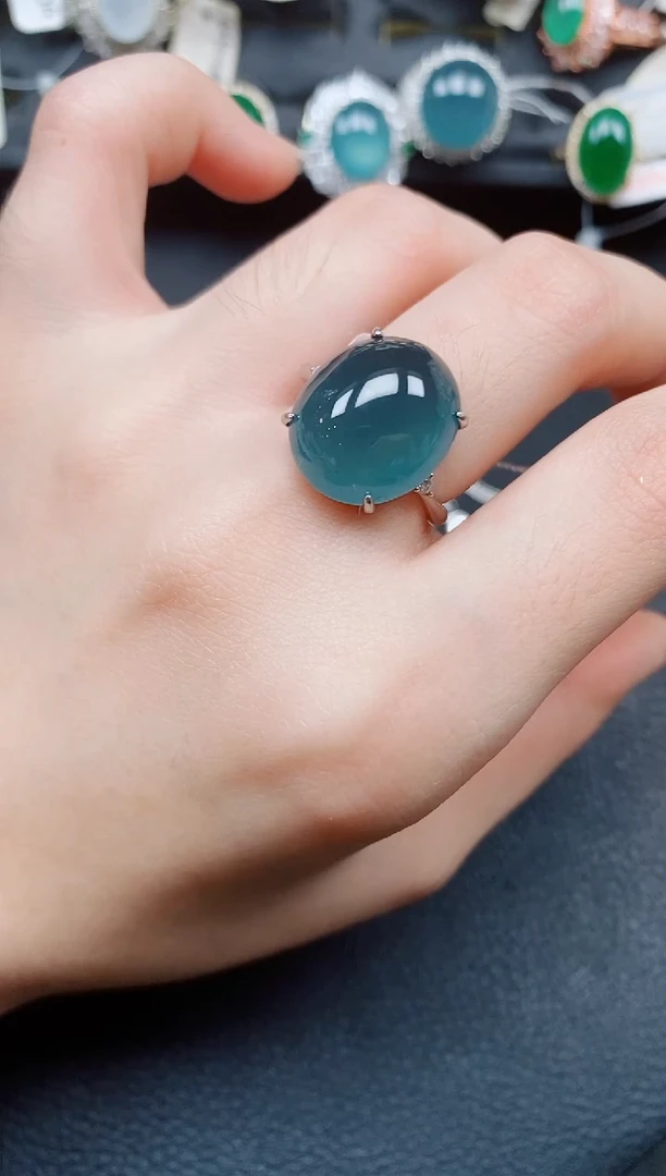 银S925镶嵌戒指翡翠翡翠