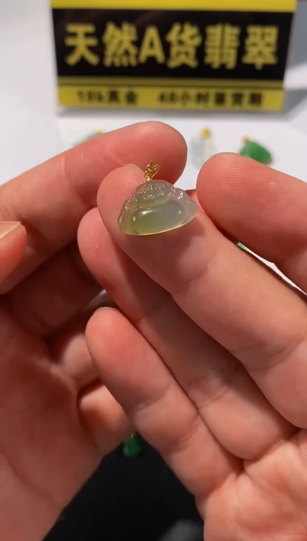 颈饰18K金镶嵌翡翠天然A货翡翠