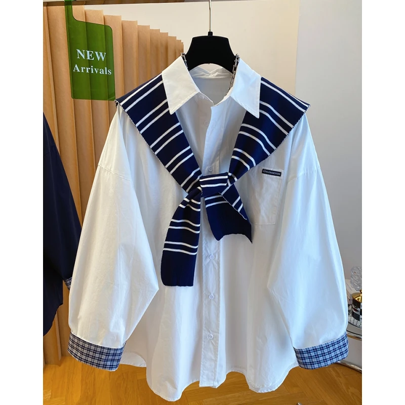 高级感披肩衬衫女中长款遮屁股洋气2025新款宽松慵懒风网红上衣秋