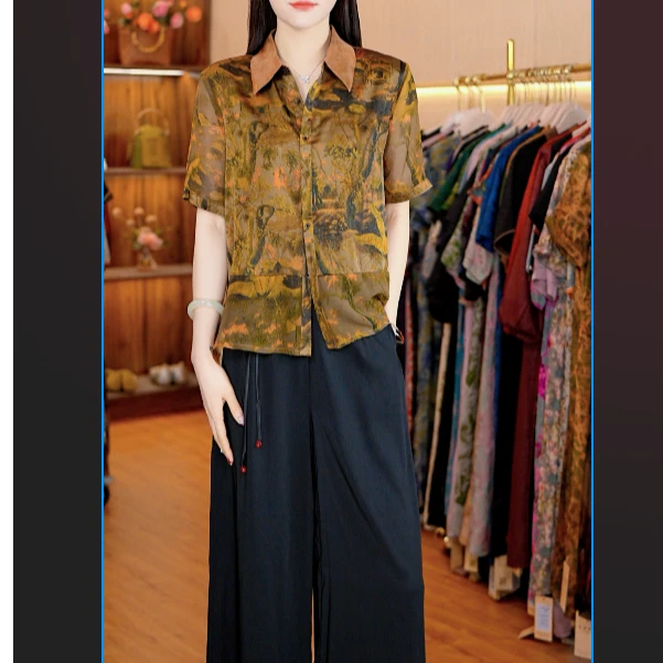 1-2363-52新款时尚印花小衫复古