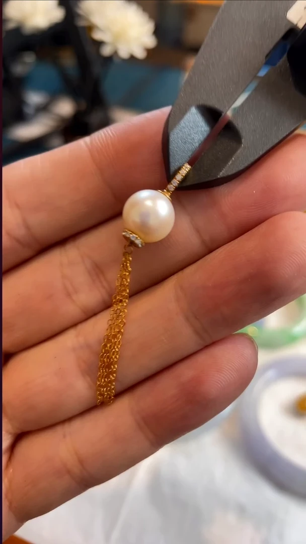 颈饰18K金镶嵌海水珍珠14260号9mm