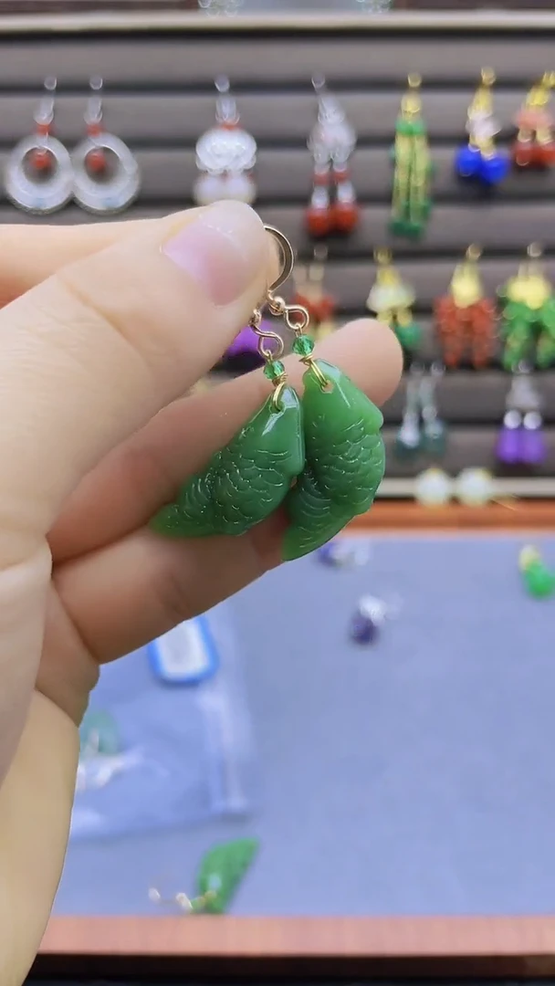 【闪购商品】和田玉耳饰14K金镶嵌532000