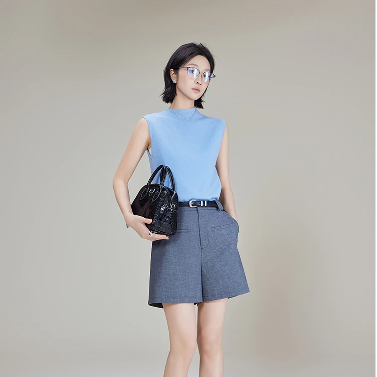 美洋MEIYANG 灰调短裤【商场同款】初剪羊毛老钱通勤直筒西裤显瘦