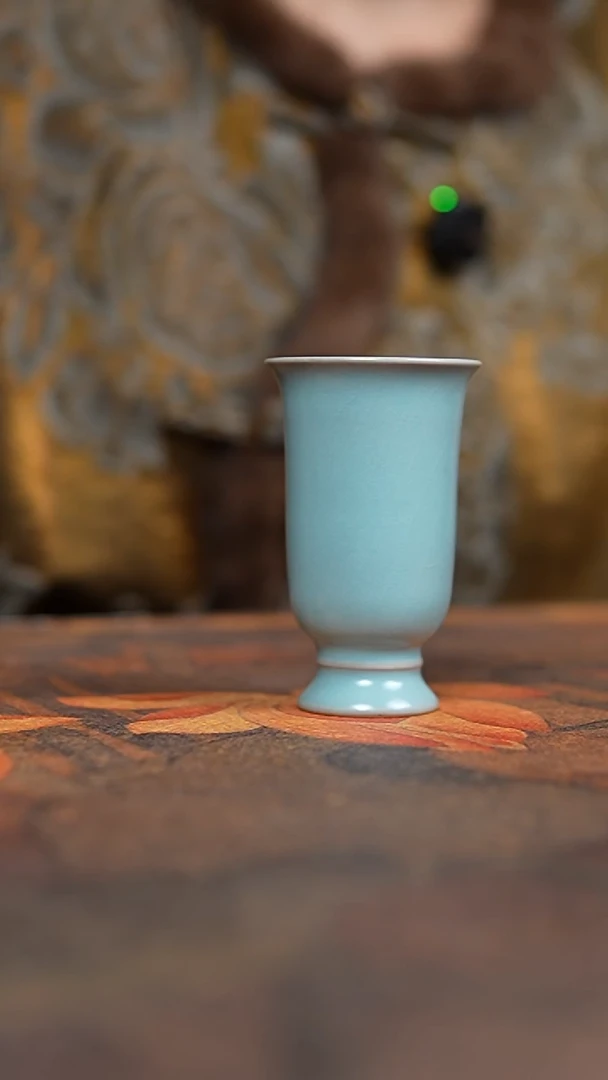 瓷片仿古天青纯手闻香杯