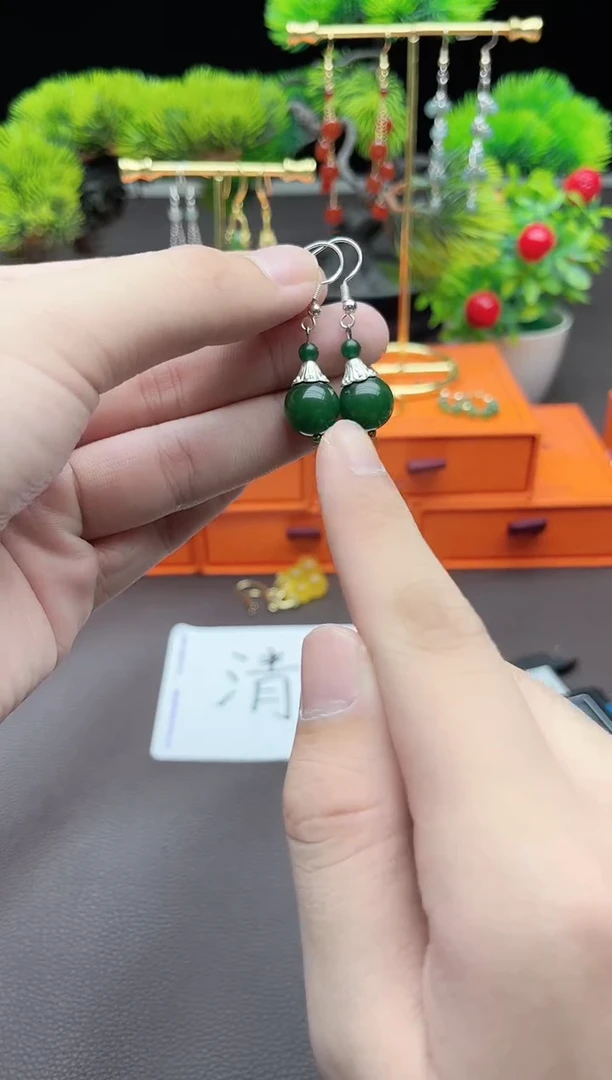 玛瑙/玉髓耳饰银S925镶嵌733