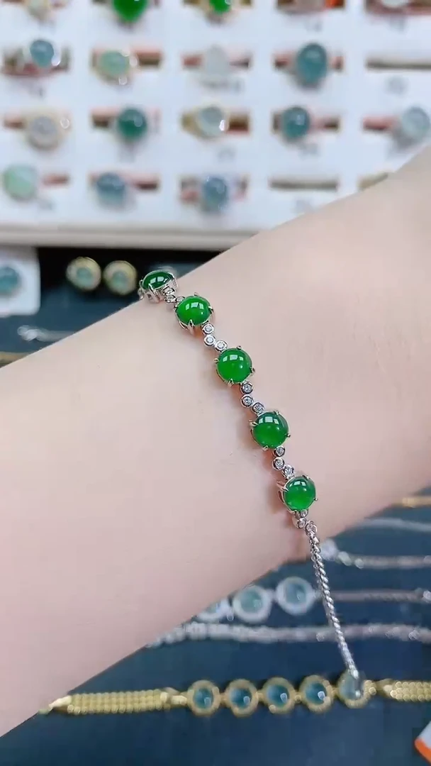 银S925镶嵌手链翡翠天然翡翠