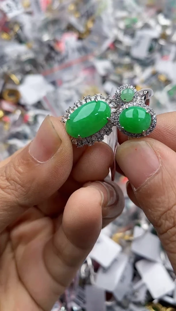 银S925镶嵌戒指翡翠2222---4