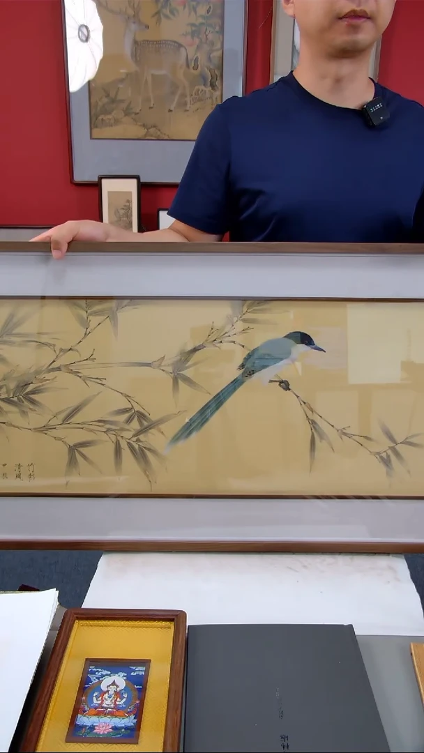 国画刘景双《竹影清风》装裱132*51