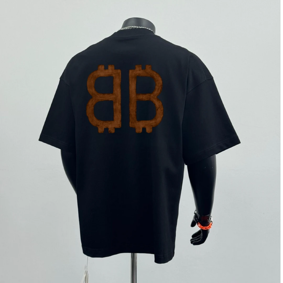 双B巴黎2025新款夏季重磅100%纯棉潮牌英伦男女同款夏季t恤短袖