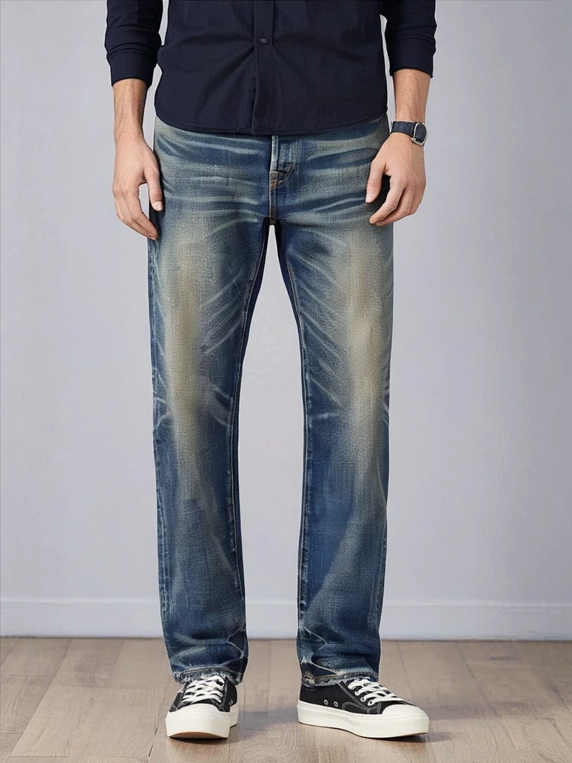 威络 15盎赤耳 宽松直筒复刻LVC33501复古水洗立体猫须日潮牛仔裤