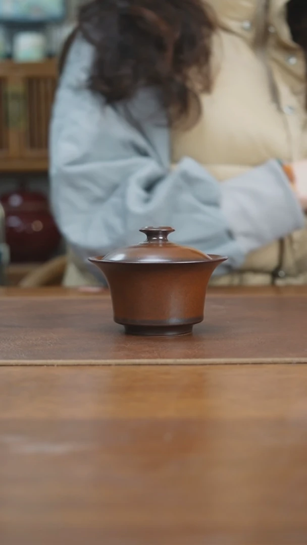 【闪购商品】杯景德镇紫金釉马蹄盖碗