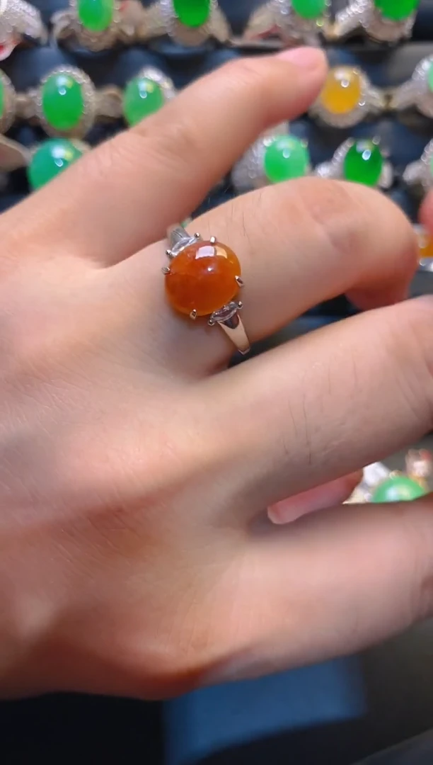 翡翠银S925镶嵌耳饰天然