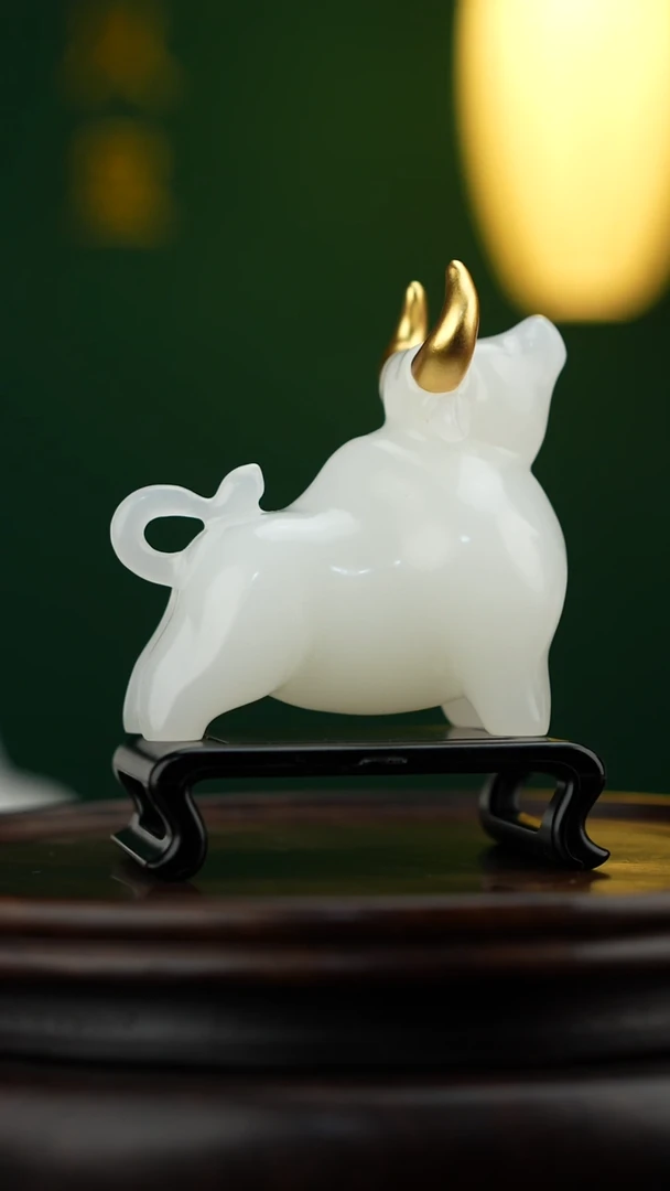 玉【牛气冲天】天然玉石摆件