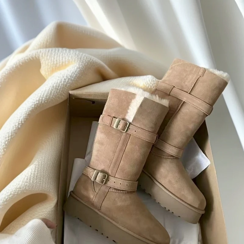 【厚底大骑士】2025冬季新款女款雪地靴皮毛一体时尚雪地靴增高百搭