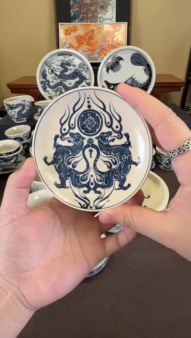 二号釉虎符纹杯垫