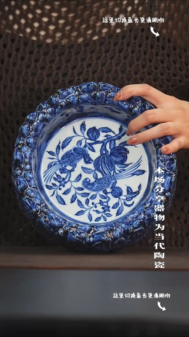 九鸣瓷艺限时高货福利——内绘鹦鹉寿桃