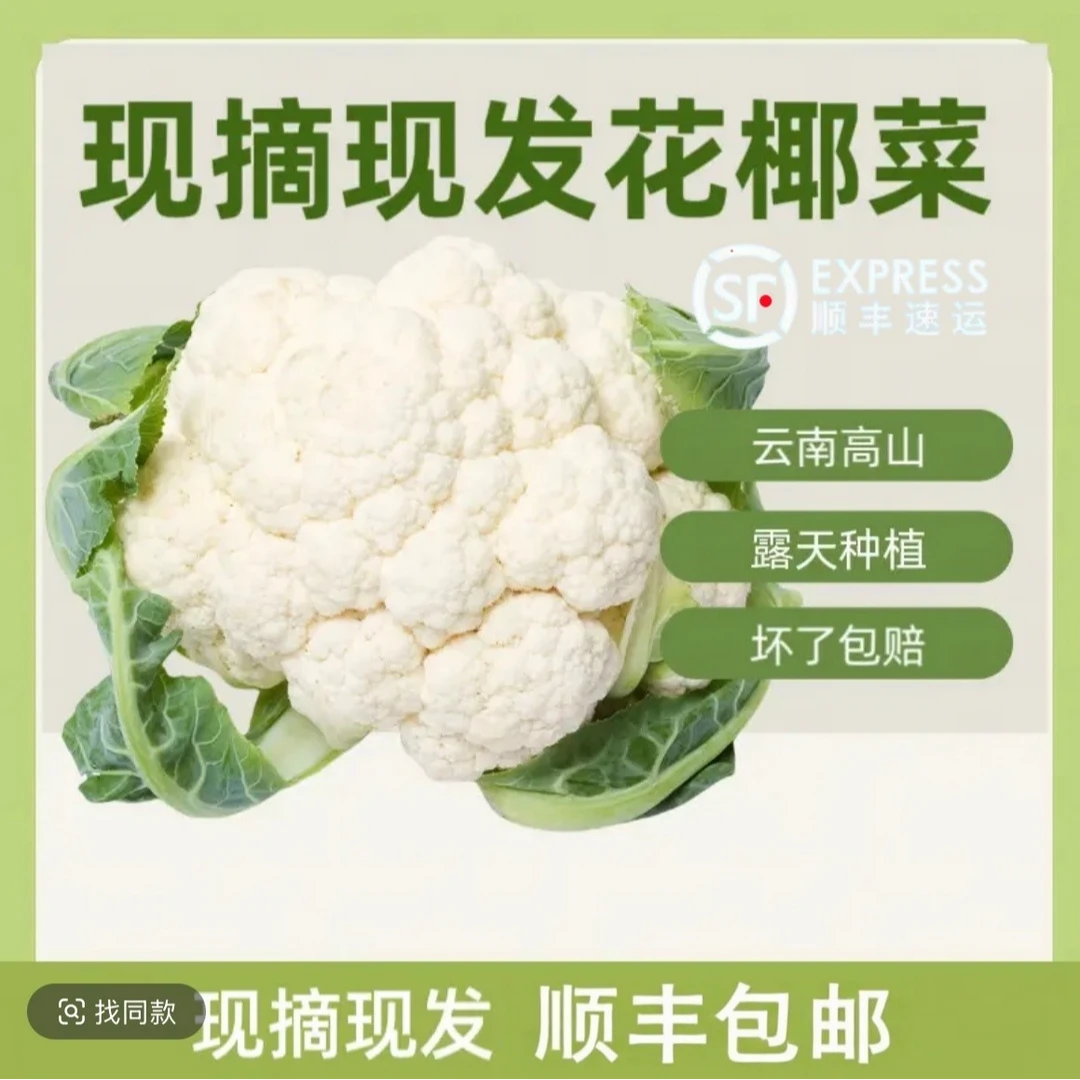 【顺丰包邮】云南鲜甜白花菜 新鲜花椰菜 现摘现发 出口品质