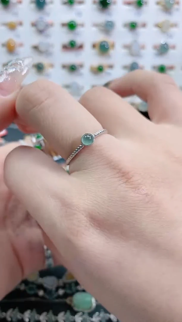 银S925镶嵌戒指翡翠天然翡翠