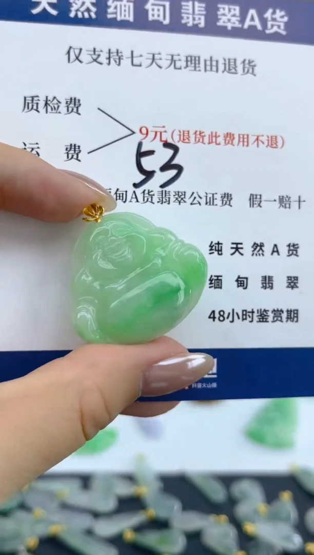 颈饰18K金镶嵌翡翠天然A货翡翠