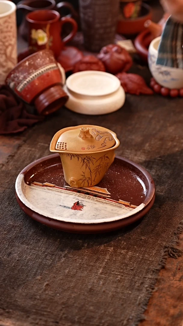 茶杯紫砂解忧紫砂铺--竹子手抓