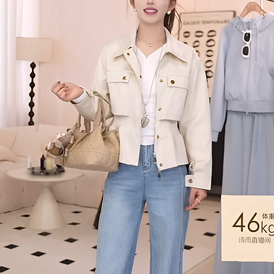 【巴黎小调】25年新款时尚百搭气质收腰设计感外套小个子修身上衣女