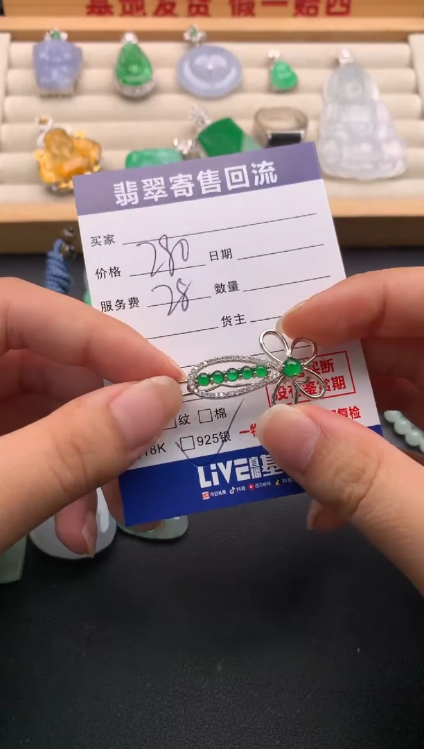 翡翠银S925镶嵌颈饰10138443