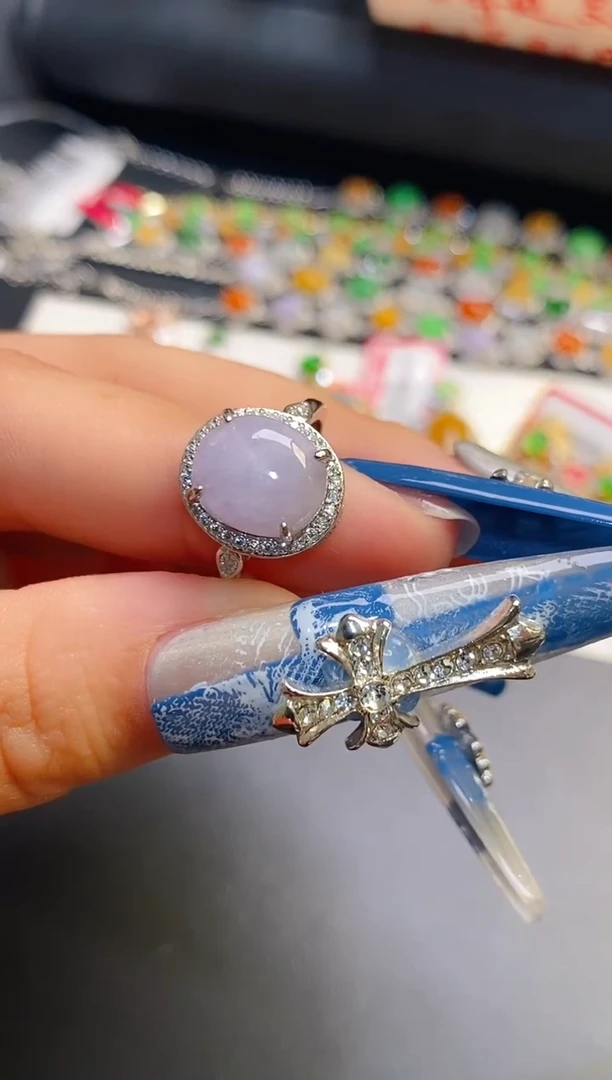 银S925镶嵌戒指翡翠天然