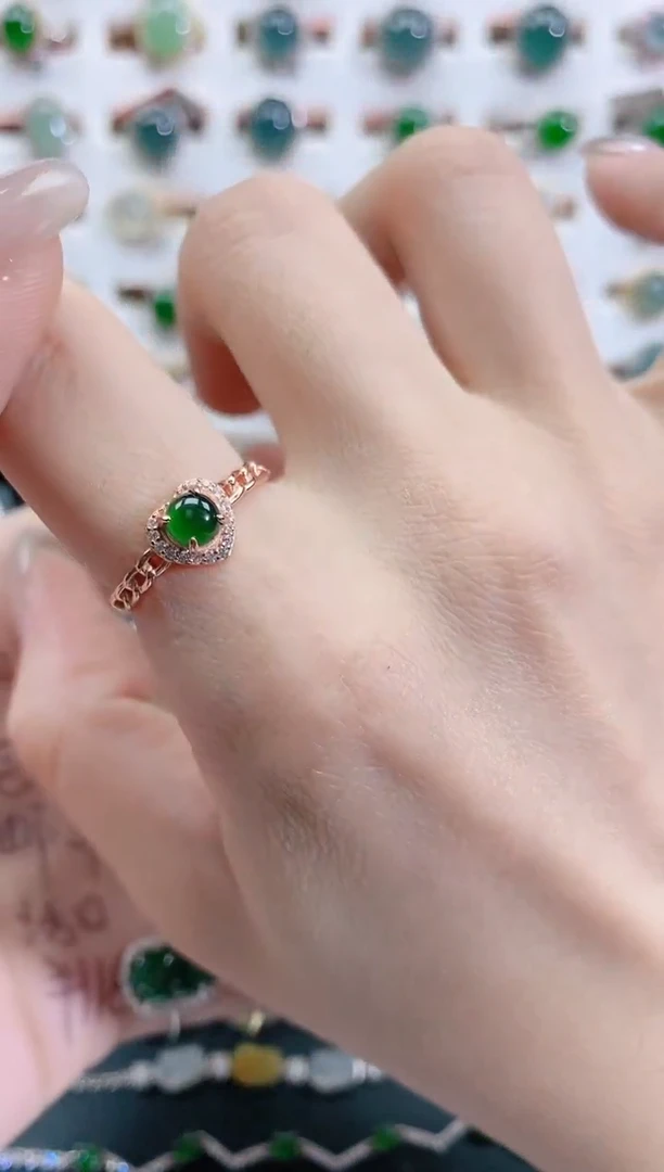 银S925镶嵌戒指翡翠天然翡翠