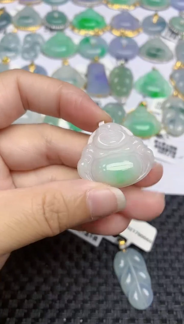 翡翠18K金镶嵌颈饰天然A货翡翠 98