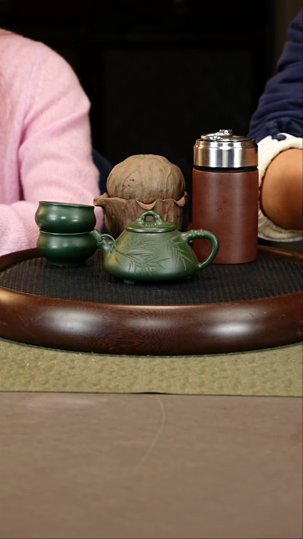茶壶紫砂37 惠慧 老绿泥 竹叶石瓢-老绿泥 200cc