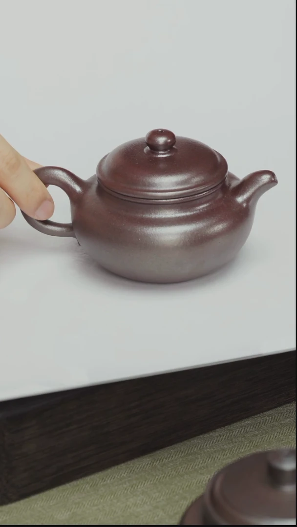 茶壶紫砂青灰紫泥柴烧-仿古-150cc-半手